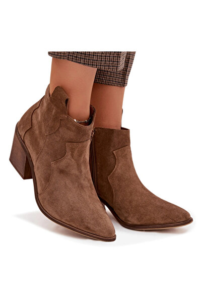 Zazoo Cowboy Ankle Boots From Genuine Suede 3153 Khaki 37