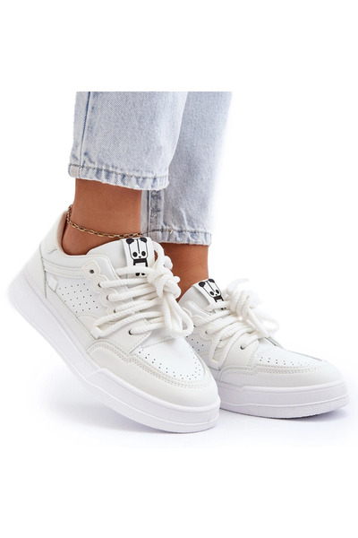 BOTO Sneakerși albi din piele sintetică pentru femei Avanalis 41