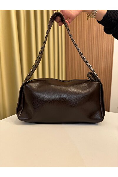 MU&ME BOUTİQUE Bag Zimba Detailled Brown Soft Leather Shoulder Bag Si