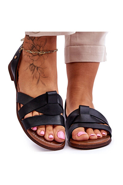Zazoo Sandale confortabile din piele, 40185, negre, 40