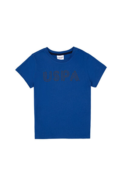 U.S. Polo Assn. Boys' Blue T-Shirt With Round Collar And USPA Print