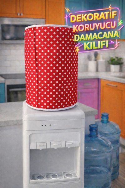 ÇIQRIK HOME Damacana Örtüsü- Puantiyeli & Biyeli Tasarım | 19 LT Damacana Kıl...