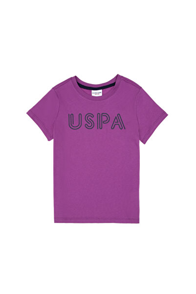 U.S. Polo Assn. Tricou Băieți Mov Cu Guler Rotund Și Print USPA