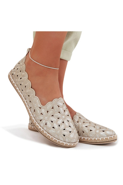 Evento Women's Slip-On Floral Gold Ballerinas Vennice 36