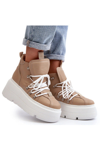 Zazoo 3416 Leather Women's Sports Shoes Beige 36