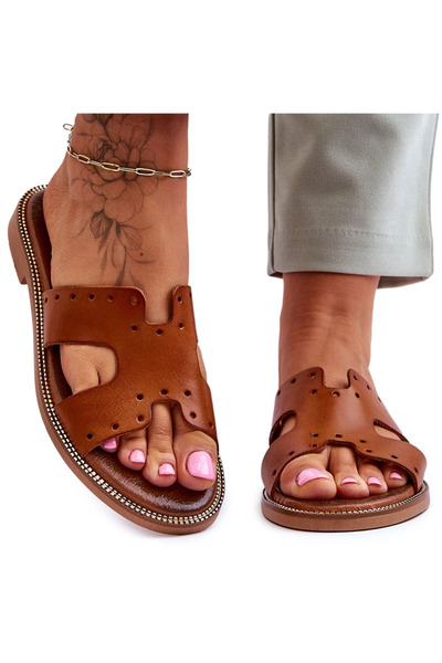 Zazoo 40326 Women's Slippers with Decorative Cutouts Brown 36