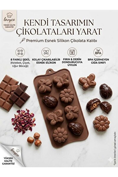 LOVYCO Premium Stretchy Silicone Chocolate Mold - Butterfly, Flower and Ladyb...