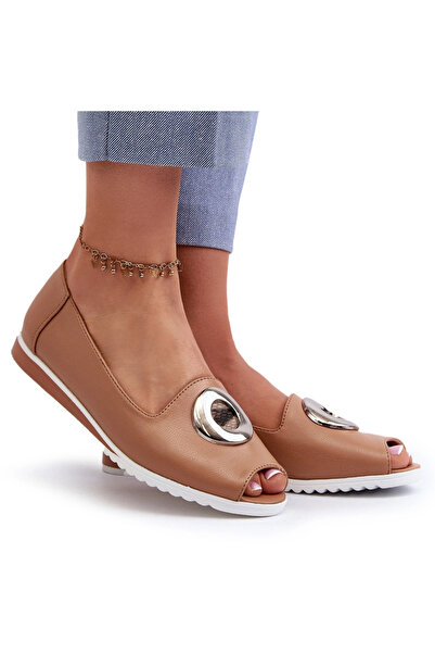 BOTO Women's Court Shoes with Leather Decoration Dark Beige Biolita 39