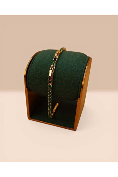 LYNORO Green Tennis Bracelet for Women/Men 18k Gold Plated 2mm