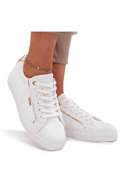 Big Star Shoes Sneakerși de damă din piele Big Star SS274026 Alb-Auriu 38