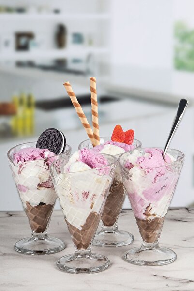 NYL HOME 4 Lü Alaska Cornetto Dondurma Kasesi Cam Dondurmalık 300 Ml