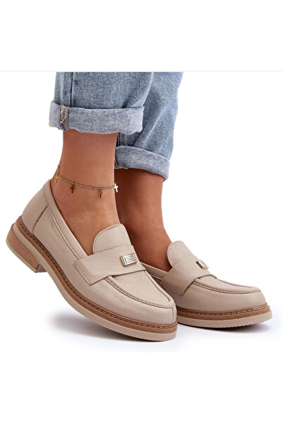 Zazoo Mocasini din piele pentru femei 20165, bej, mărimea 36