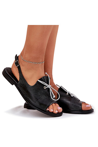 Zazoo Sandale plate din piele 2898 Negru 40