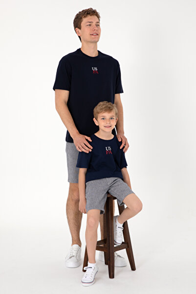 U.S. Polo Assn. Boys' Navy T-Shirt With Round Collar And USPA Print