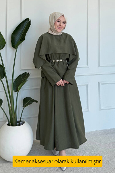 Mogi Butik Cape Detailed Hijab Women's Skirted Tnsel Suit 3192 - Special Series