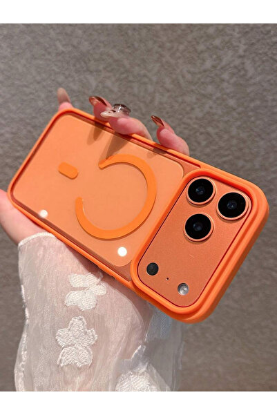 KVK PRİVACY iPhone 17 Pro Magsafe Uyumlu Orange Şeffaf Telefon Kılıfı Darbe E...