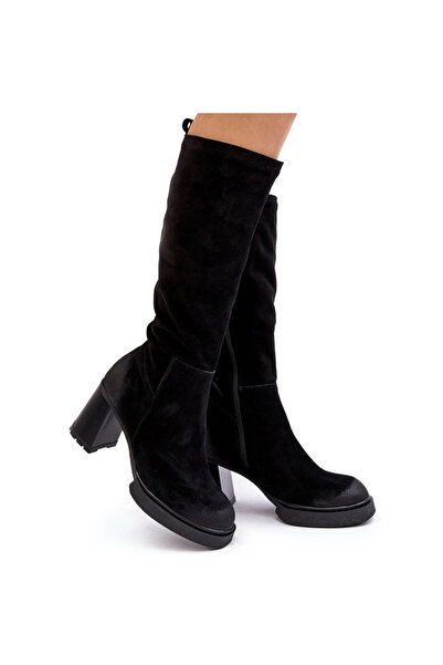 BOTO Women's Suede Over-the-Knee Boots with Stiletto Heel Lemar Black Ceraxa 40
