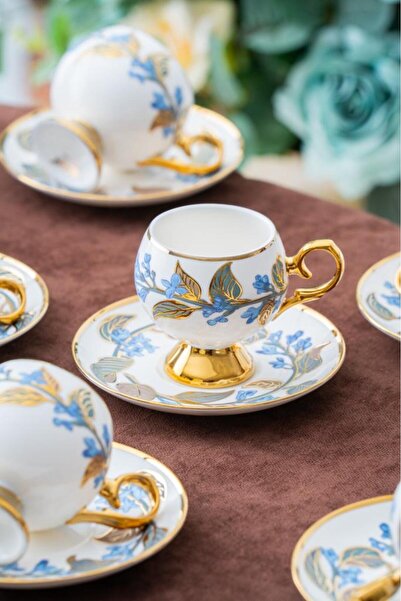 ACAR Hxf-06924 Orville Blue 6-Piece Porcelain Coffee Cup Set