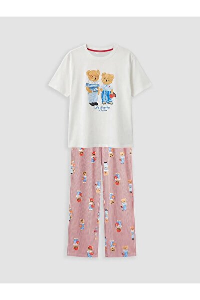 LC Waikiki Σετ γυναικείας πιτζάμας Crew Neck με τύπωμα (S6)