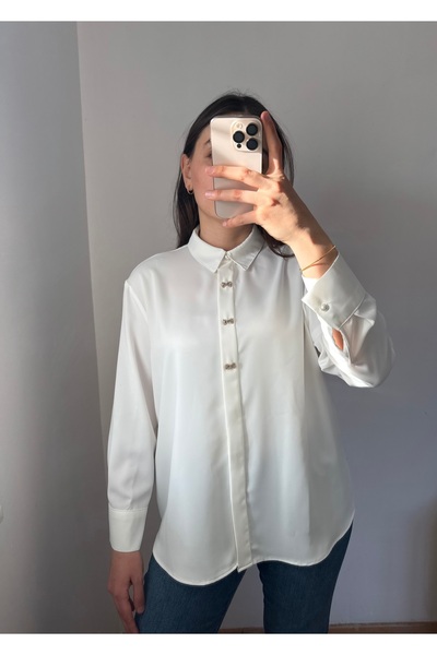 Hena Store Bow Detail Women's Shirt Wrinkle-Resistant