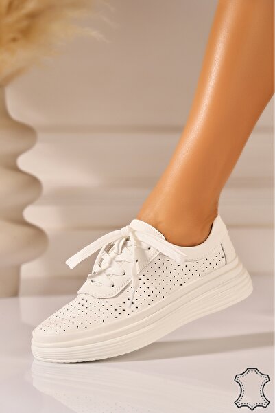 Joana Λευκά Αθλητικό παπούτσι Beyra από Γνήσιο Δέρμα