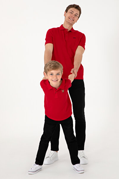 U.S. Polo Assn. Tricou Polo Băieți Pe Roșu Cu Logo Colorat