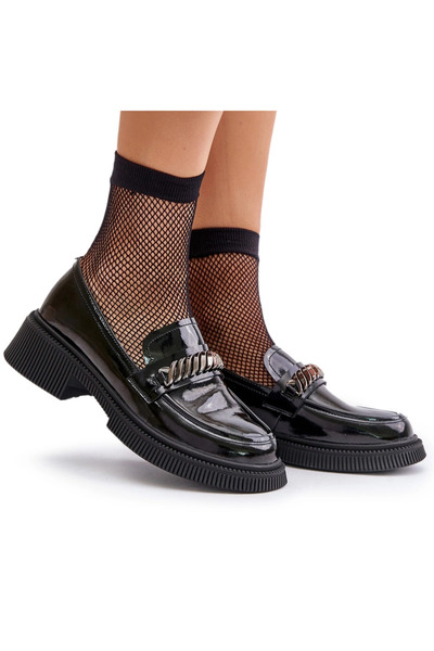 S.BARSKI Loafers damă din piele naturală cu decorațiuni LZ42-030 Negru D&A 40