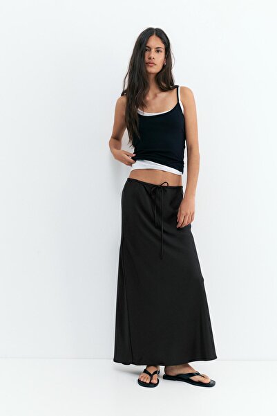 Pull & Bear Saten midi etek