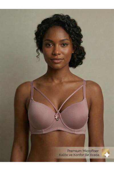 Lavint Homewear Micro Silicone Ba Wired P Strappy Mink Push-Up Bra