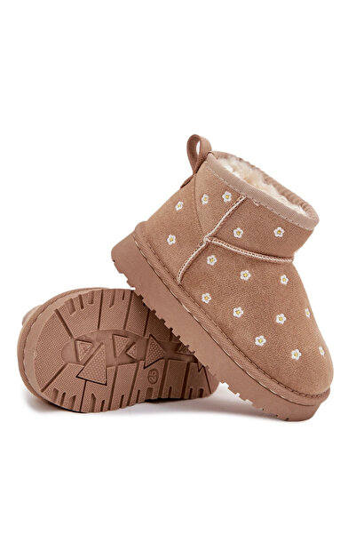 BOTO Ghete de zăpadă pentru copii decorate cu flori bej Gracina 35