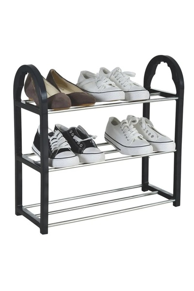 ELITECOMMERCEMARKET Metal Shoe Rack with 3 Shelves 41x19x47.5cm