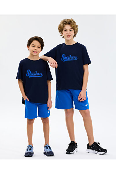 SKECHERS B Graphic Tee Regular T-Shirt Büyük Erkek Çocuk Lacivert Tshirt SK26...