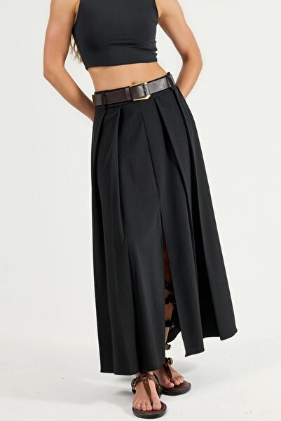 Hiccup QU STYLE Ζώνη τεμάχια Ψηλόμεση Μάξι Φούστα Με πιέτες