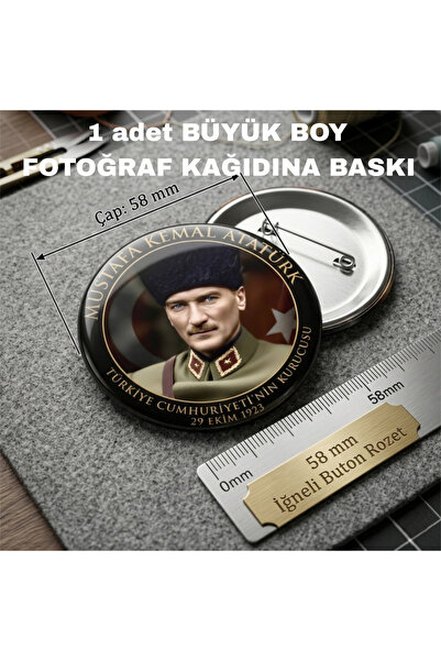 Mugs and love Mustafa kemal atatürk BÜYÜK BOY kaliteli baskı iğneli rozet