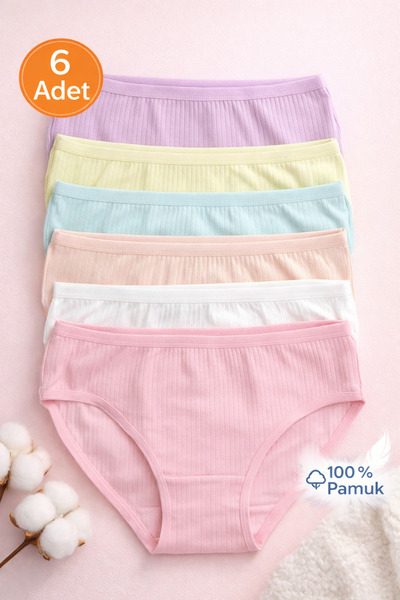 Meyzz Ultra Rahat %100 Pamuklu Fitilli Kız Çocuk Külot 6'Lı