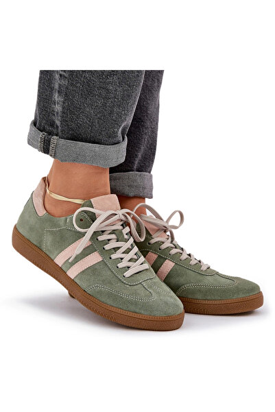 Zazoo Green Suede Low Sneakers Women's 36