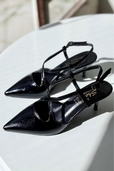 yezy shoes Cross-Strap Detailed Thin Short Heeled Women's Stiletto