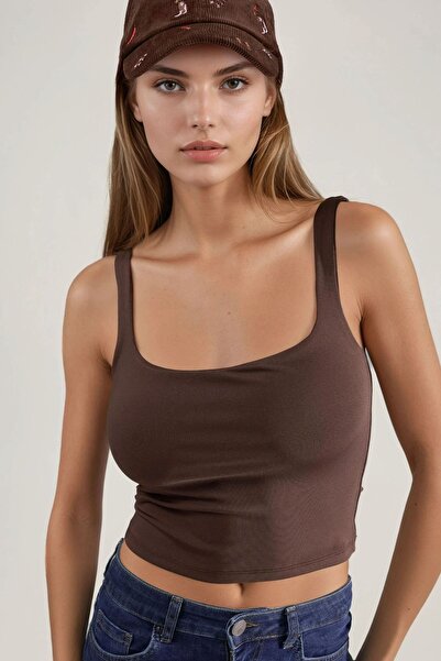 Hiccup Square Collar Bodycon Cropped Top