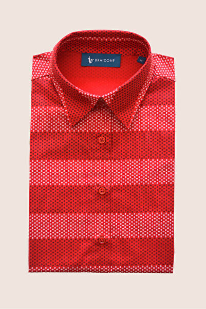 Braiconf Women's casual blouse with a fitted cut Red