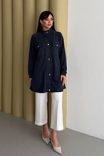 Mogi Butik Hakim Collar with Snap Fasteners Pocket Detail Modal Hijab Tunic 3...