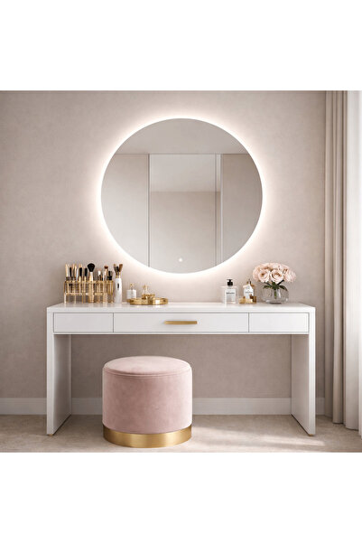 LedCorp Oglindă rotundă LED premium 60×60 cm, iluminare din spate, 3 tipuri d...