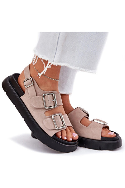 Big Star Shoes Suede Women's Sandals with Buckles Big Star RR274663 Light Pin...