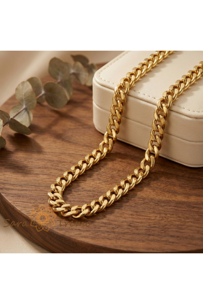 SaraTremo Royal Power Necklace – Unisex 14K Gold Plated Cuban Chain 50 cm