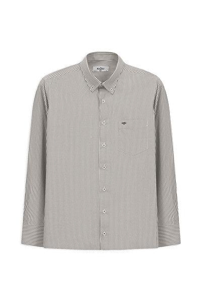 Kiğılı Long Sleeve Regular Fit Striped Button Collar Cotton Piece Easy to Wea...