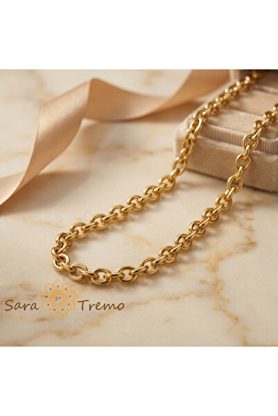 SaraTremo Elegant Round Necklace – Unisex Chain Plated with 14K Gold 4 mm