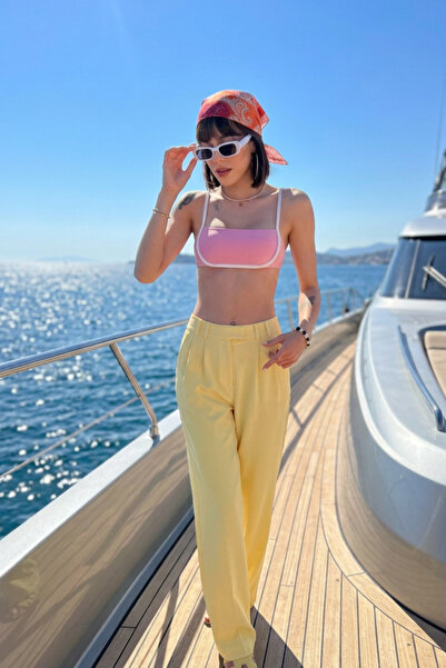 New Now Women's Crop Bustier with Rope Straps and Adjustable Back Strip Detai...