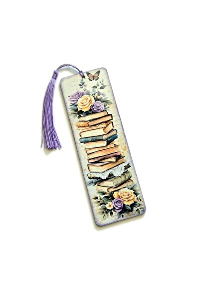 CrisArtDeco Wooden Bookmark Books and Flowers - 102926