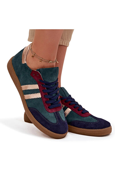 Zazoo N1068 Suede Low Sneakers Women's Bottle Green 40