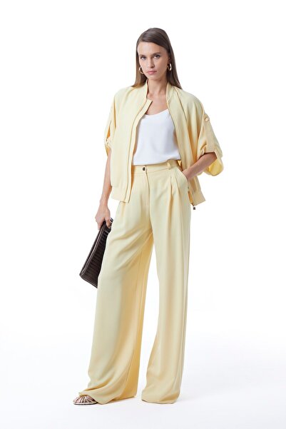 EXPLOSION Gold Düğmeli Pili Detaylı Bol Paça Pantolon