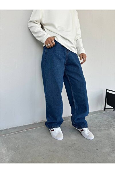 Wonraces Men's Extra Loose Baggy Straight Basic Denim Trousers